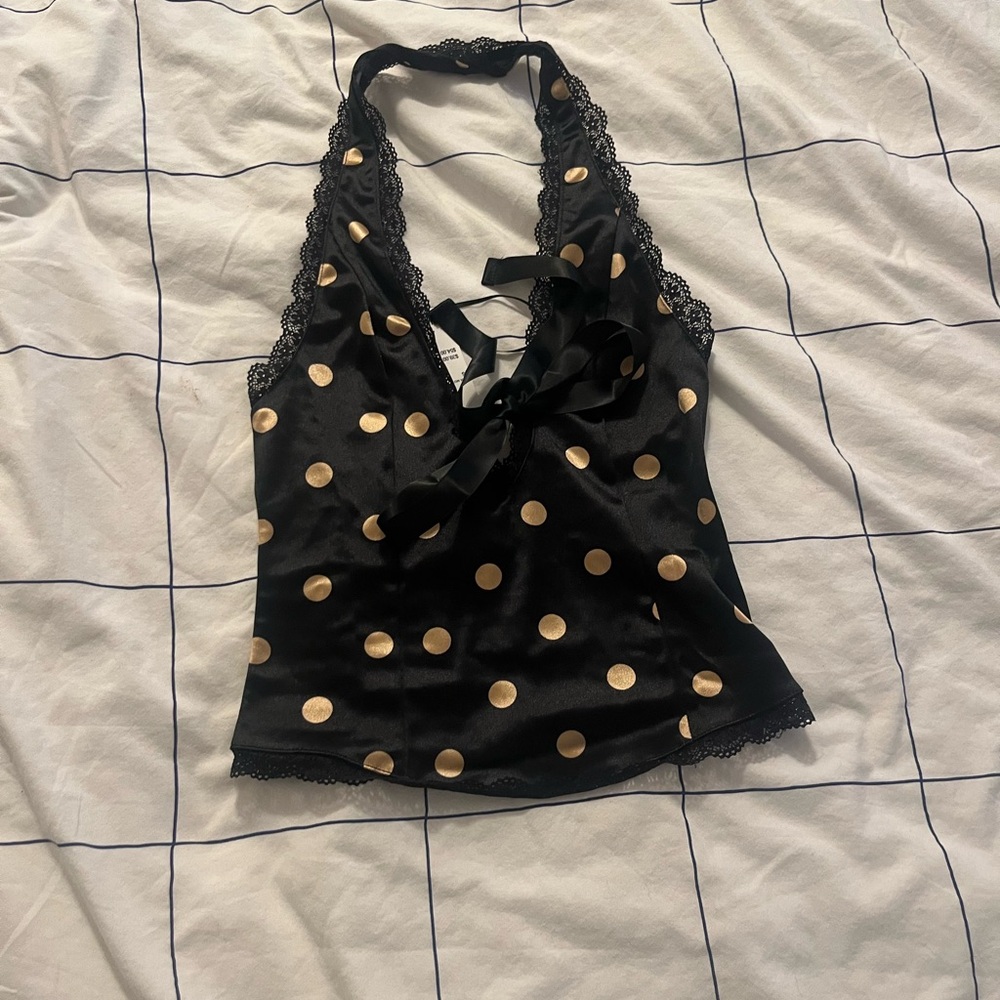 Urban outfitters Black and Gold Polka Dot Women's Top